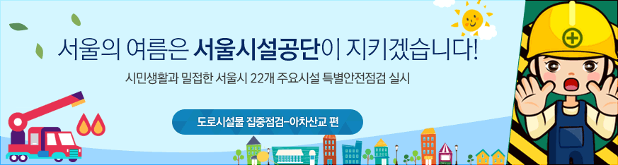 서울의 여름은 서울시설공단이 지키겠습니다. 시민생활과 밀접한 서울시 22개 주요시설 특별안전점검 실시. 도로시설물 집중점검-아차산교 편